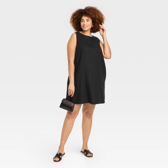 A New Day Women's Linen Mini Shift Dress, Black - Picture 6 of 6